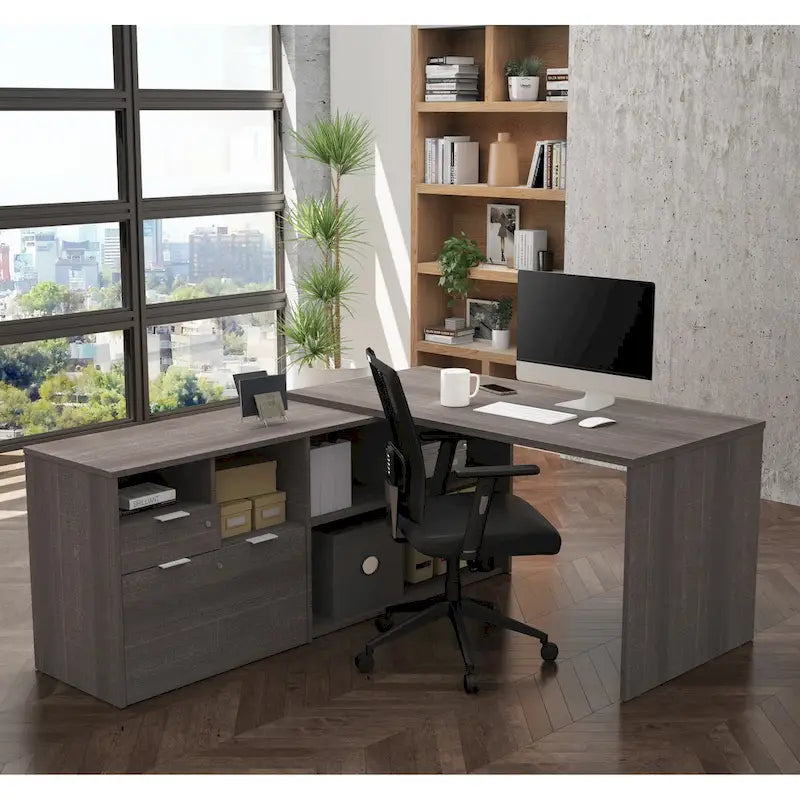 Bureau d'angle Bestar i3 Plus avec 2 tiroirs