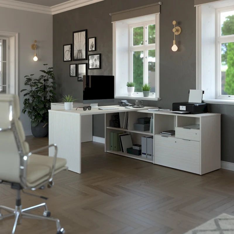 Bureau d'angle Bestar i3 Plus avec 2 tiroirs