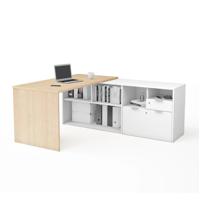 Bureau d'angle Bestar i3 Plus avec 2 tiroirs