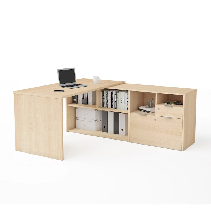Bureau d'angle Bestar i3 Plus avec 2 tiroirs