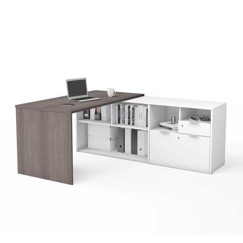 Bureau d'angle Bestar i3 Plus avec 2 tiroirs