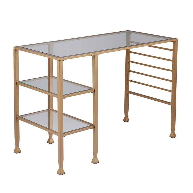Bureau d'écriture Amelie en métal doré et verre de SEI Furniture