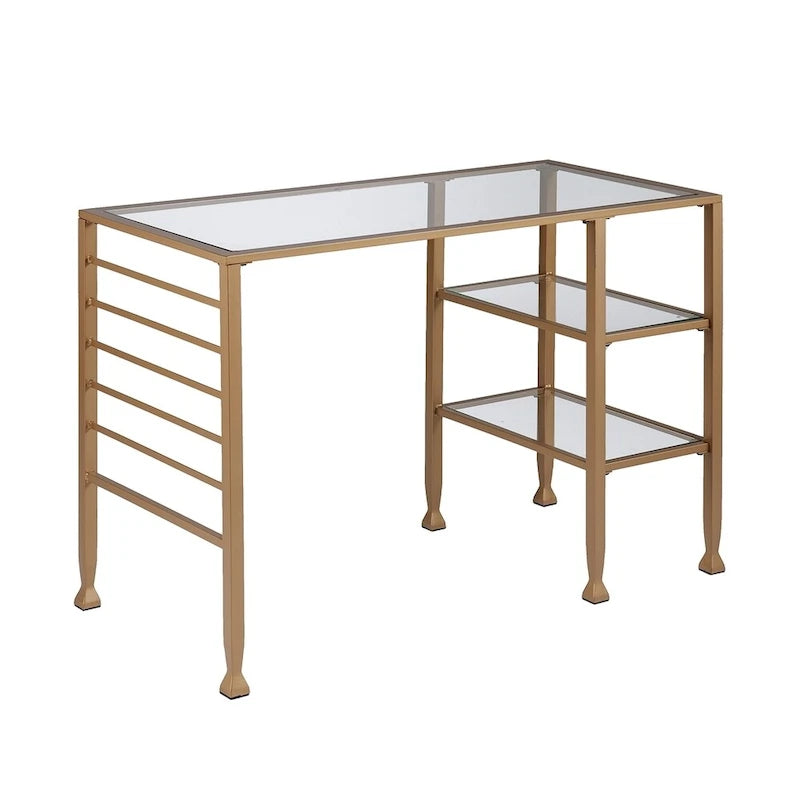 Bureau d'écriture Amelie en métal doré et verre de SEI Furniture