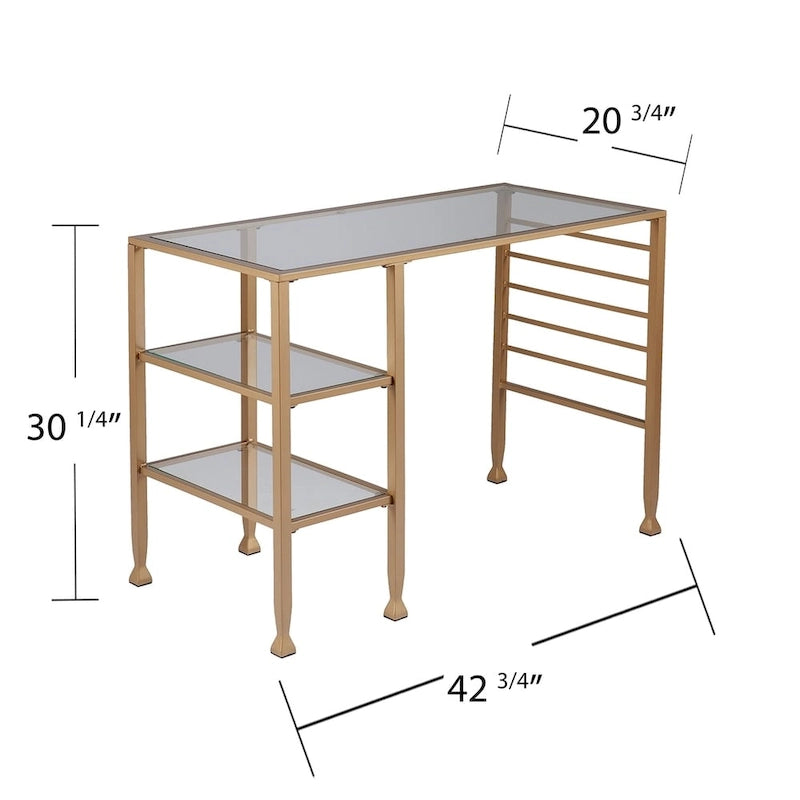 Bureau d'écriture Amelie en métal doré et verre de SEI Furniture