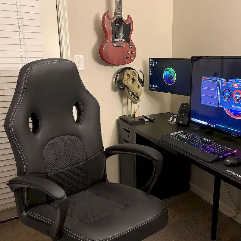 Chaise de bureau et de jeu en cuir à dossier haut Homall