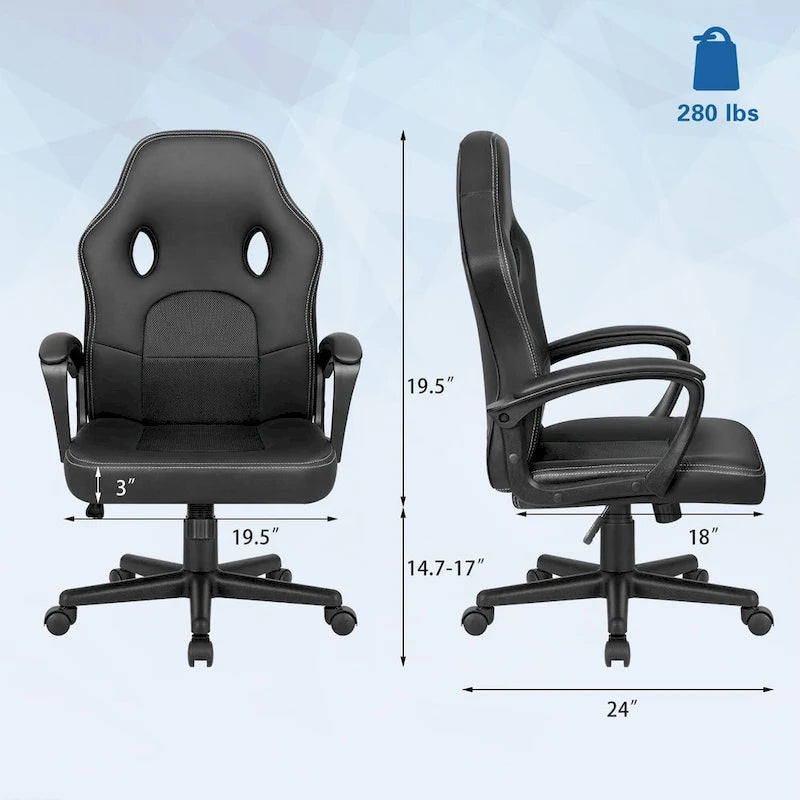 Chaise de bureau et de jeu en cuir à dossier haut Homall
