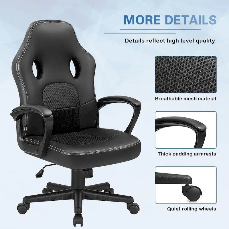 Chaise de bureau et de jeu en cuir à dossier haut Homall