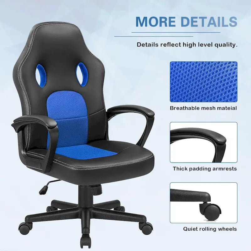 Chaise de bureau et de jeu en cuir à dossier haut Homall