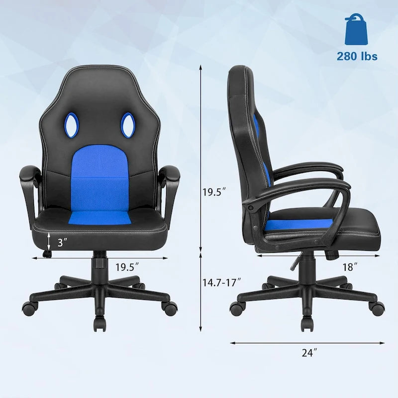 Chaise de bureau et de jeu en cuir à dossier haut Homall