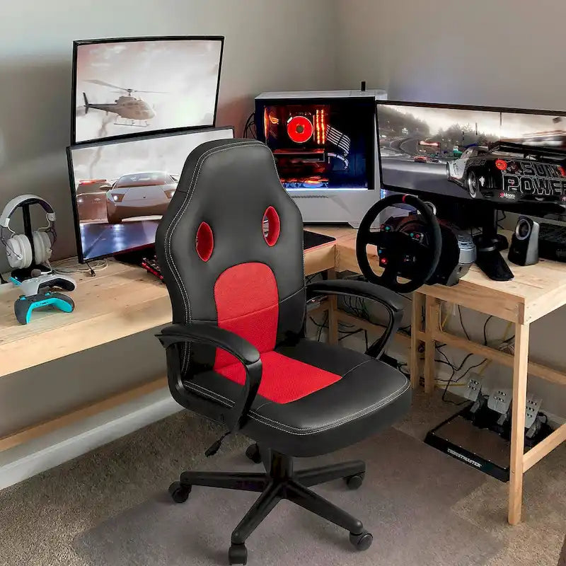 Chaise de bureau et de jeu en cuir à dossier haut Homall