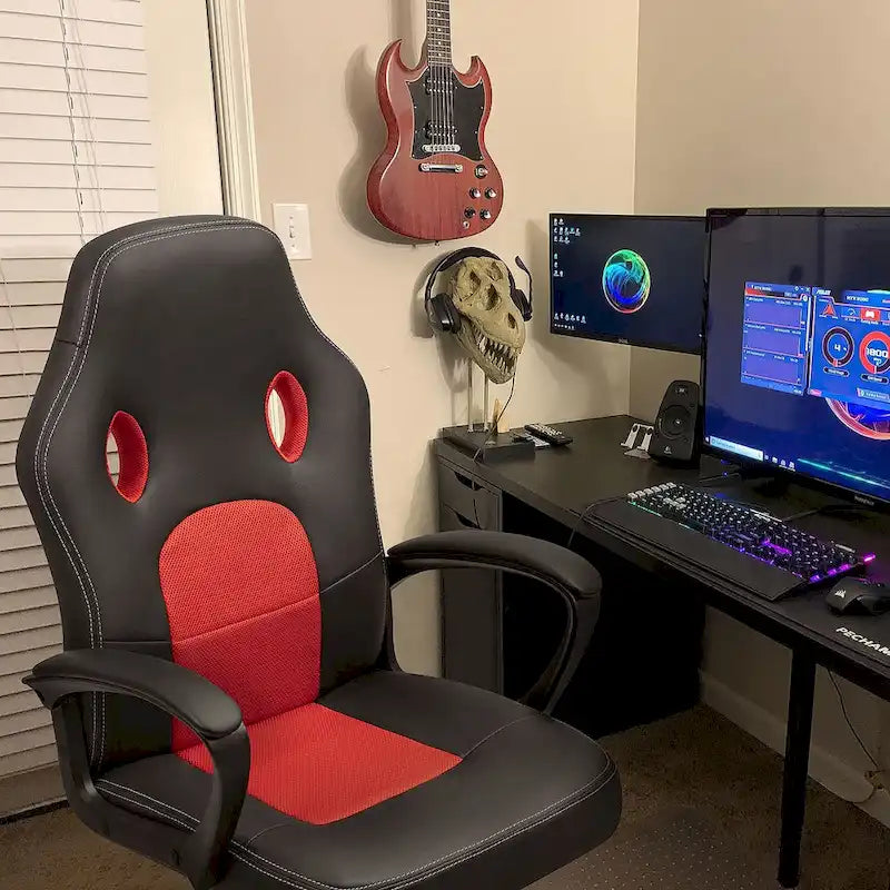 Chaise de bureau et de jeu en cuir à dossier haut Homall