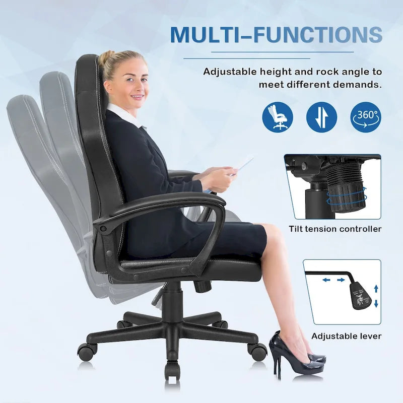 Chaise de bureau et de jeu en cuir à dossier haut Homall