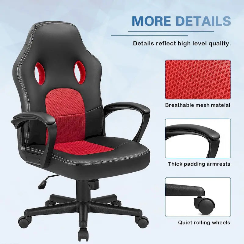 Chaise de bureau et de jeu en cuir à dossier haut Homall