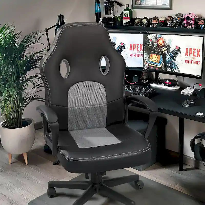 Chaise de bureau et de jeu en cuir à dossier haut Homall