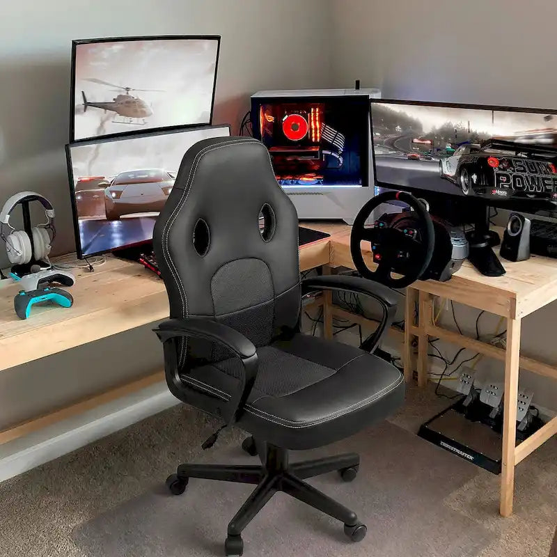 Chaise de bureau et de jeu en cuir à dossier haut Homall