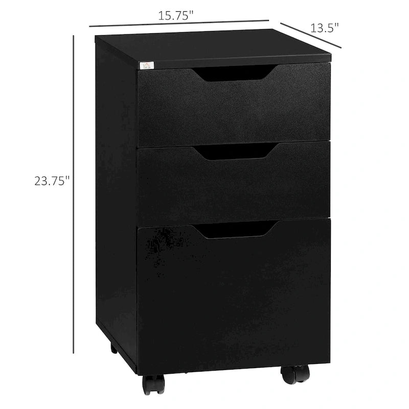 HOMCOM Meuble de Rangement à 3 Tiroirs sur Roulettes, Support d'Imprimante, Meuble de Classement Vertical