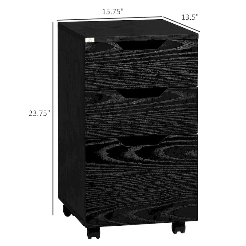 HOMCOM Meuble de Rangement à 3 Tiroirs sur Roulettes, Support d'Imprimante, Meuble de Classement Vertical