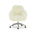 Chaise de bureau en fausse fourrure blanc cassé ambre
