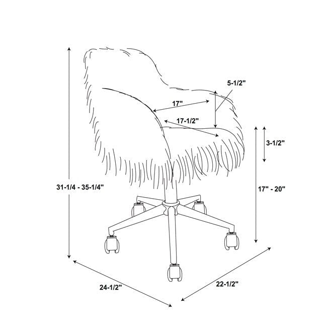 Chaise de bureau en fausse fourrure blanc cassé ambre