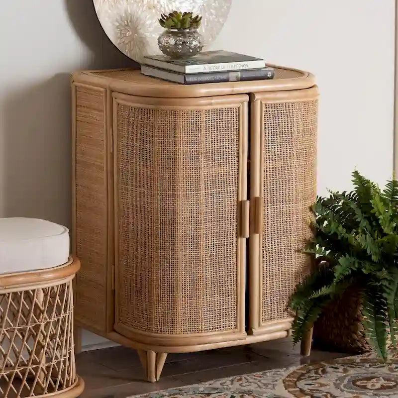 Meuble de rangement Yanka bohème en rotin naturel