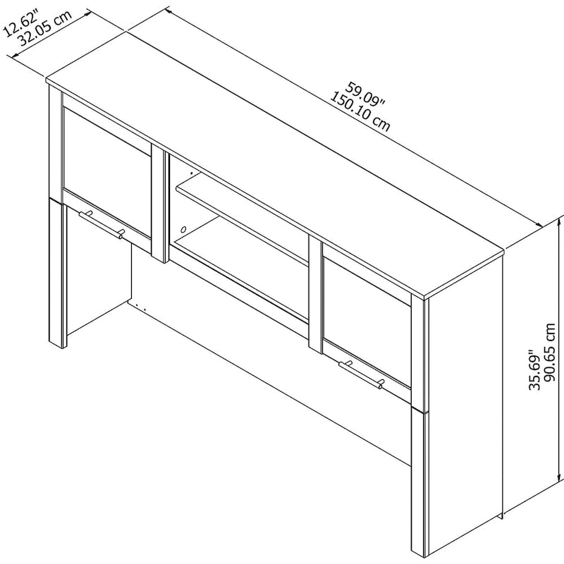 Bush Furniture Somerset Ash Gray Armoire de rangement de 60 po pour bureau en L – 59,09 L x 12,50 P x 35,69 H