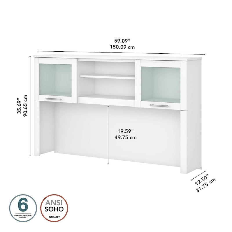 Bush Furniture Somerset Ash Gray Armoire de rangement de 60 po pour bureau en L – 59,09 L x 12,50 P x 35,69 H
