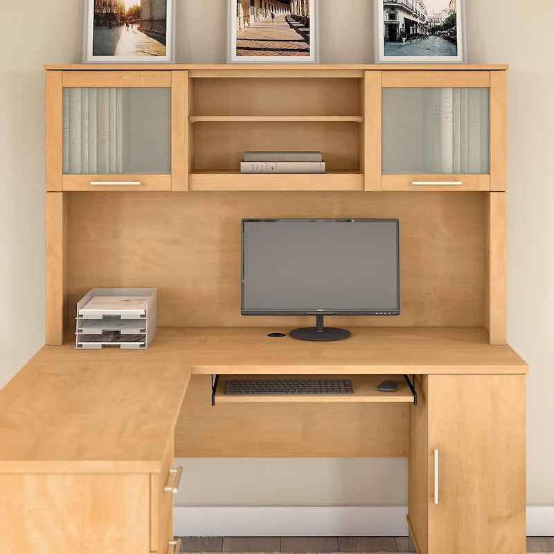 Bush Furniture Somerset Ash Gray Armoire de rangement de 60 po pour bureau en L – 59,09 L x 12,50 P x 35,69 H