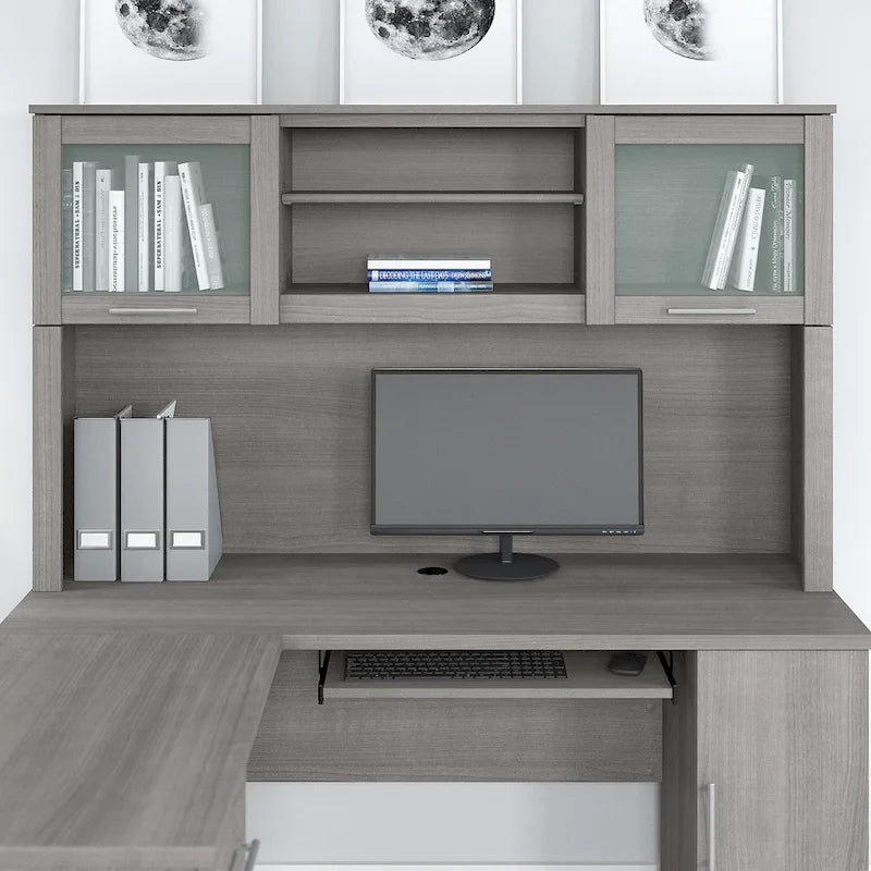 Bush Furniture Somerset Ash Gray Armoire de rangement de 60 po pour bureau en L – 59,09 L x 12,50 P x 35,69 H