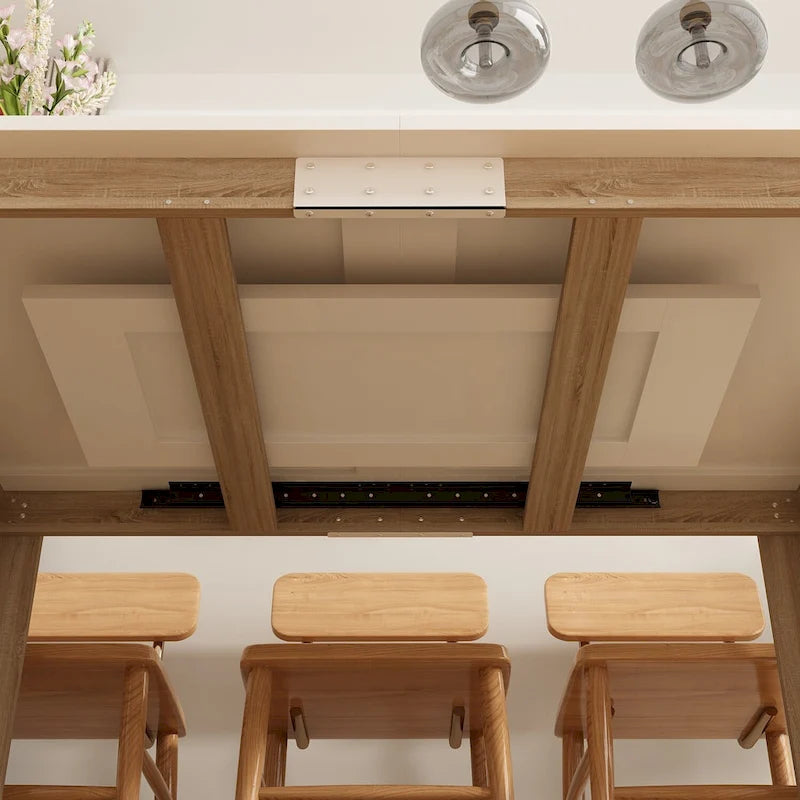 Bureau rectangulaire en bois Table à manger extensible Table sur pied