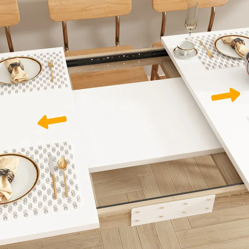 Bureau rectangulaire en bois Table à manger extensible Table sur pied