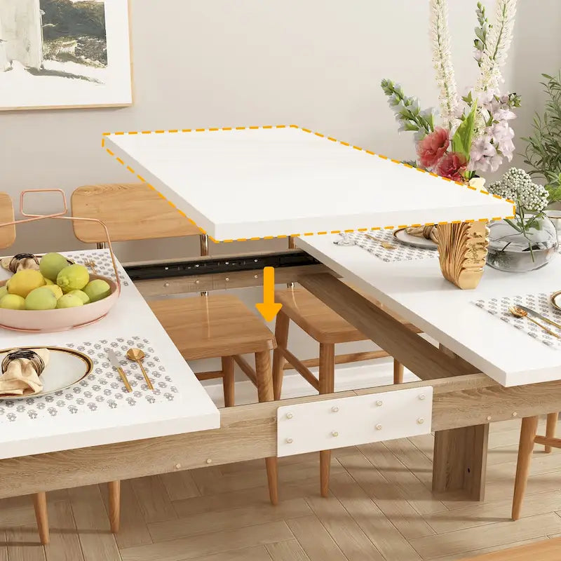 Bureau rectangulaire en bois Table à manger extensible Table sur pied