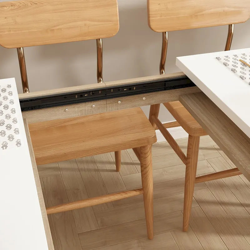 Bureau rectangulaire en bois Table à manger extensible Table sur pied