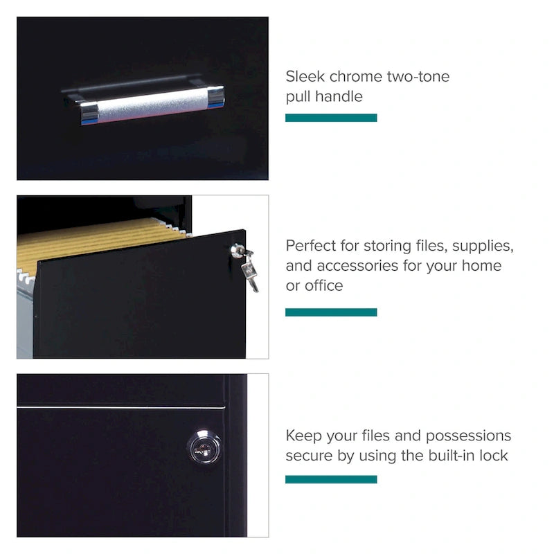 Classeur métallique noir Space Solutions à 4 tiroirs, profondeur de 18 pouces