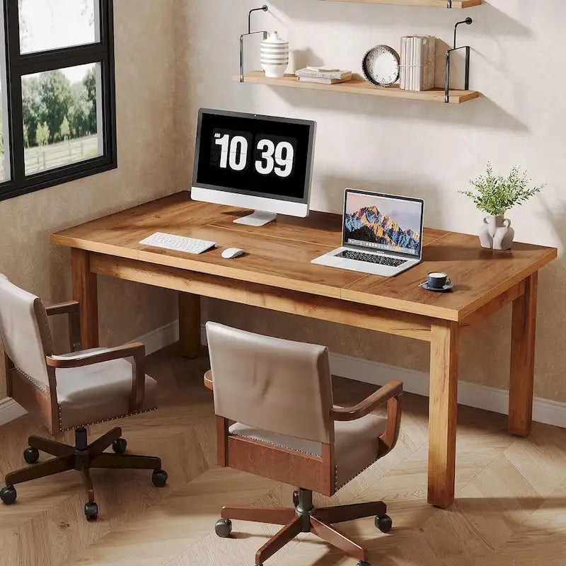 Bureau de direction de 71 pouces, bureau d'ordinateur de style rustique pour le bureau à domicile