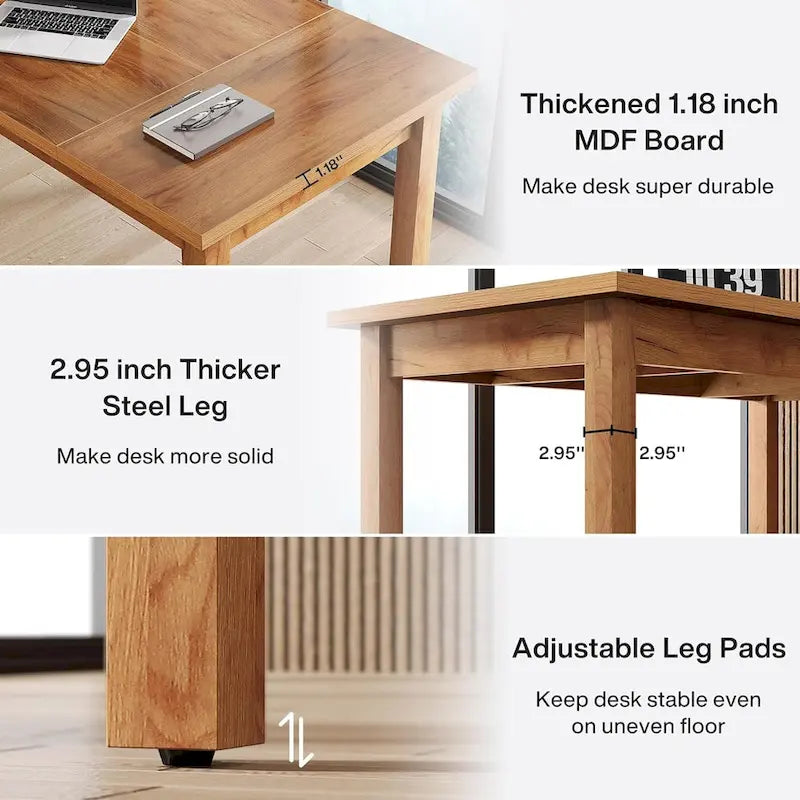 Bureau de direction de 71 pouces, bureau d'ordinateur de style rustique pour le bureau à domicile