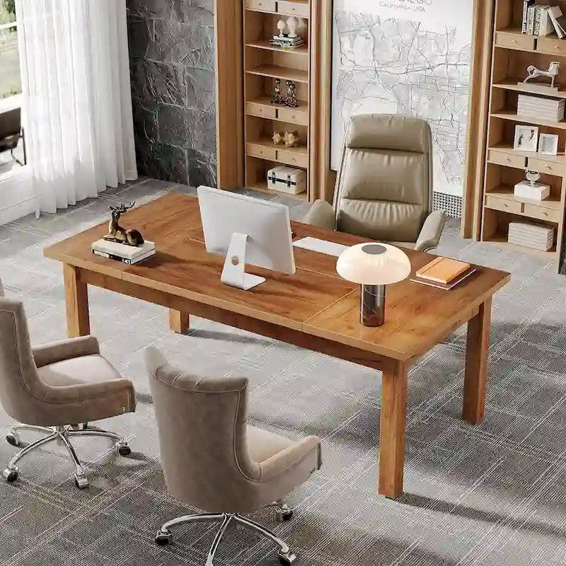 Bureau de direction de 71 pouces, bureau d'ordinateur de style rustique pour le bureau à domicile