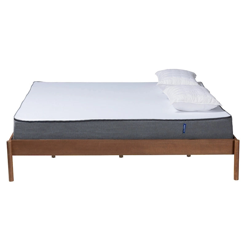 Cadre de lit Queen Size en bois de frêne et noyer, fini Agatis Mid-Century Modern