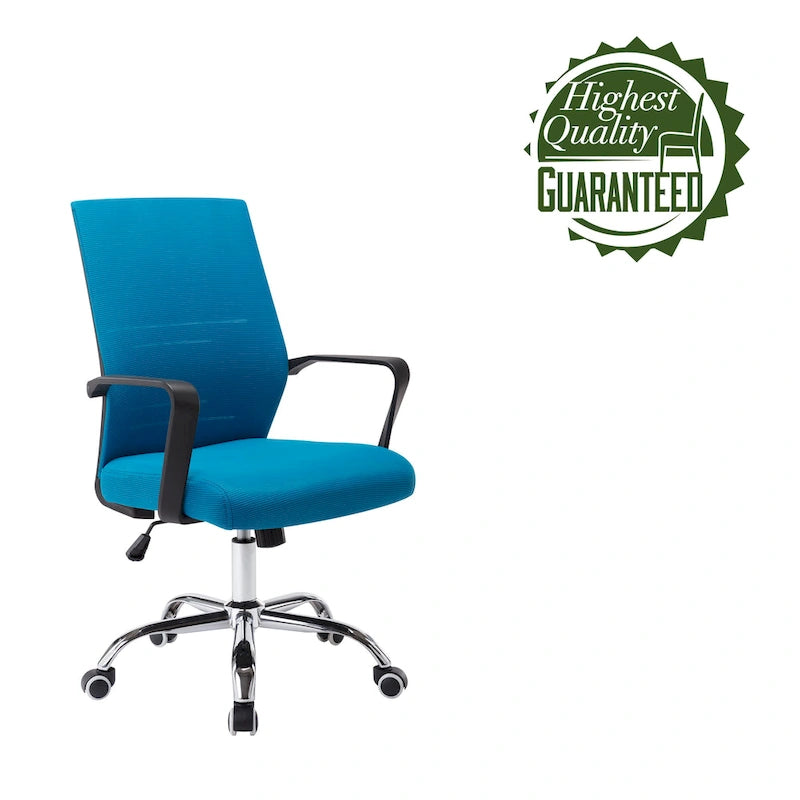 Chaise de bureau ergonomique en maille Balzac Porthos Home avec base à roulettes chromée