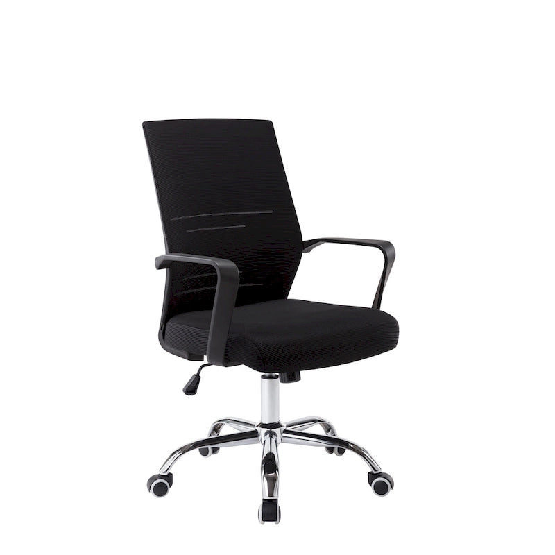 Chaise de bureau ergonomique en maille Balzac Porthos Home avec base à roulettes chromée