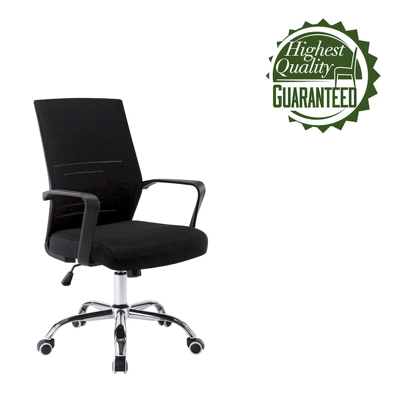 Chaise de bureau ergonomique en maille Balzac Porthos Home avec base à roulettes chromée