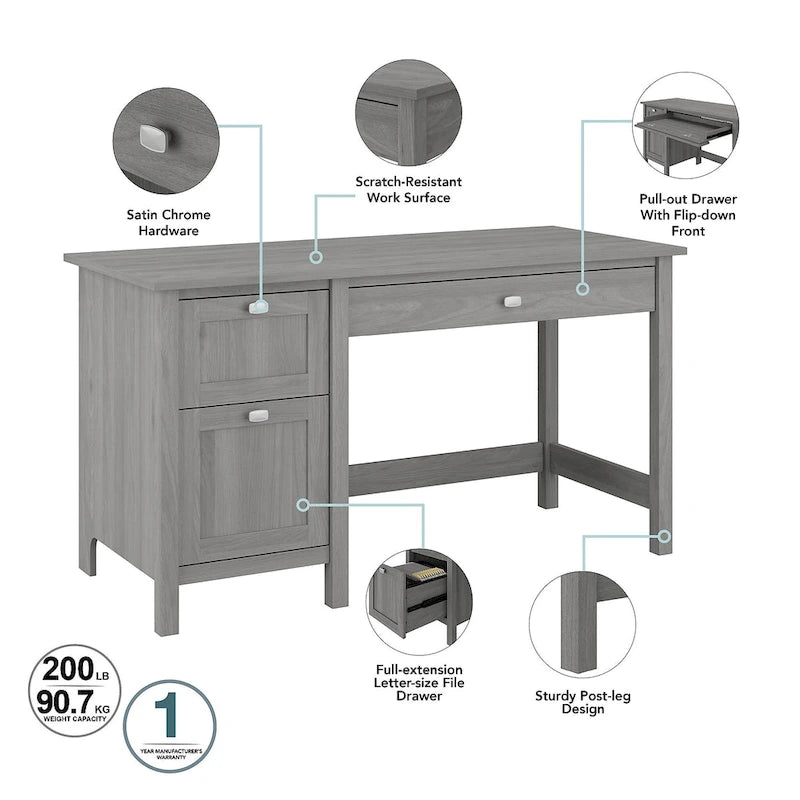 Bureau informatique Broadview 54W avec organisateur de bureau par Bush Furniture