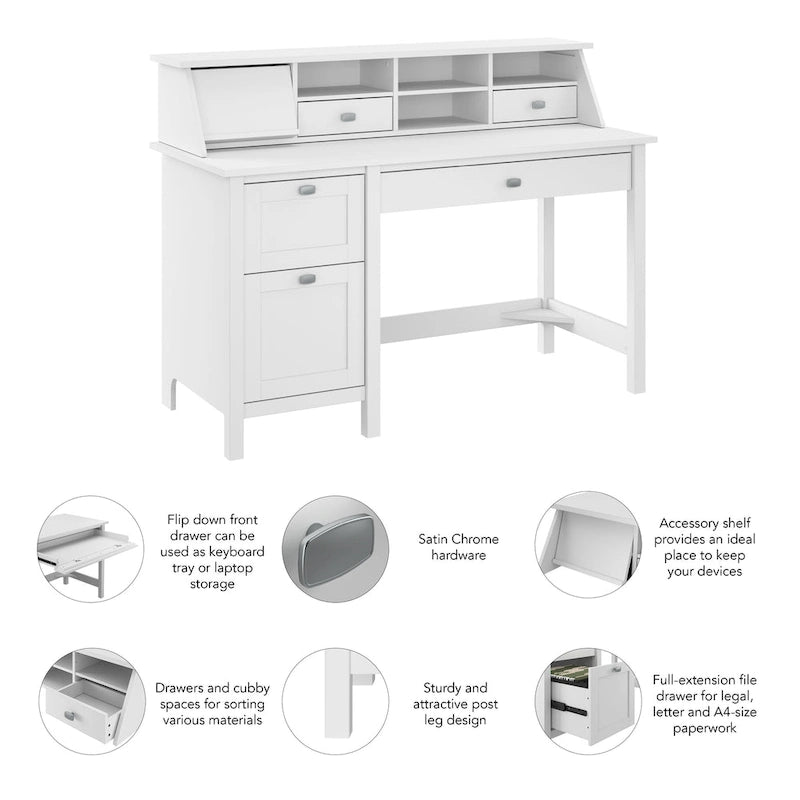 Bureau informatique Broadview 54W avec organisateur de bureau par Bush Furniture