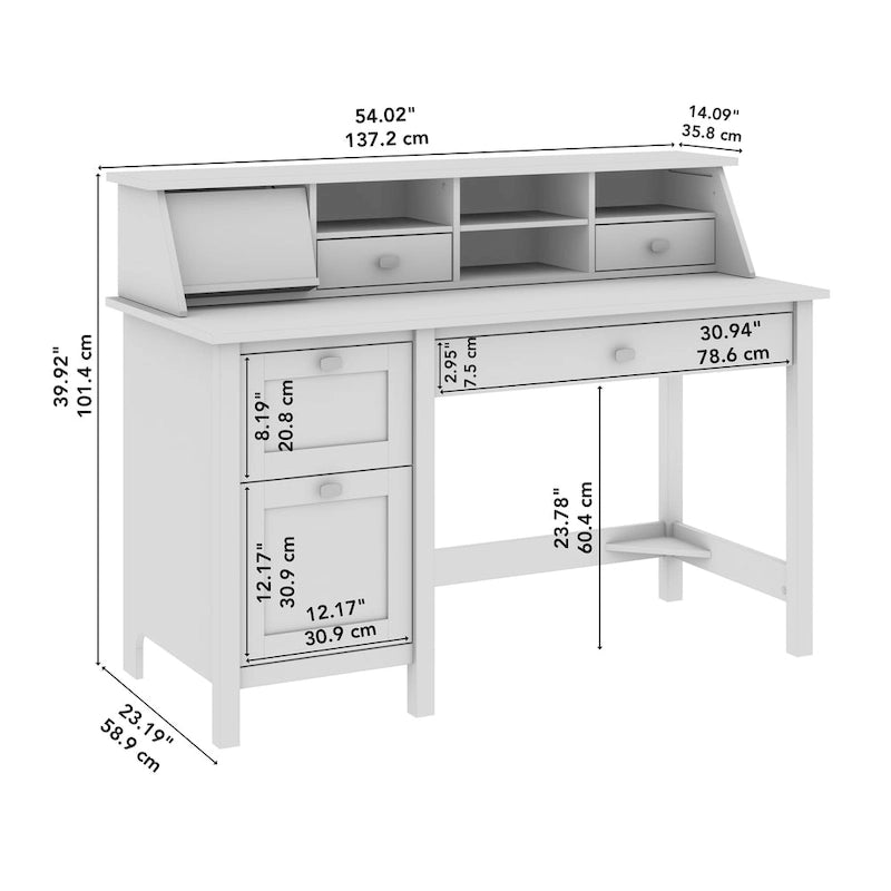 Bureau informatique Broadview 54W avec organisateur de bureau par Bush Furniture