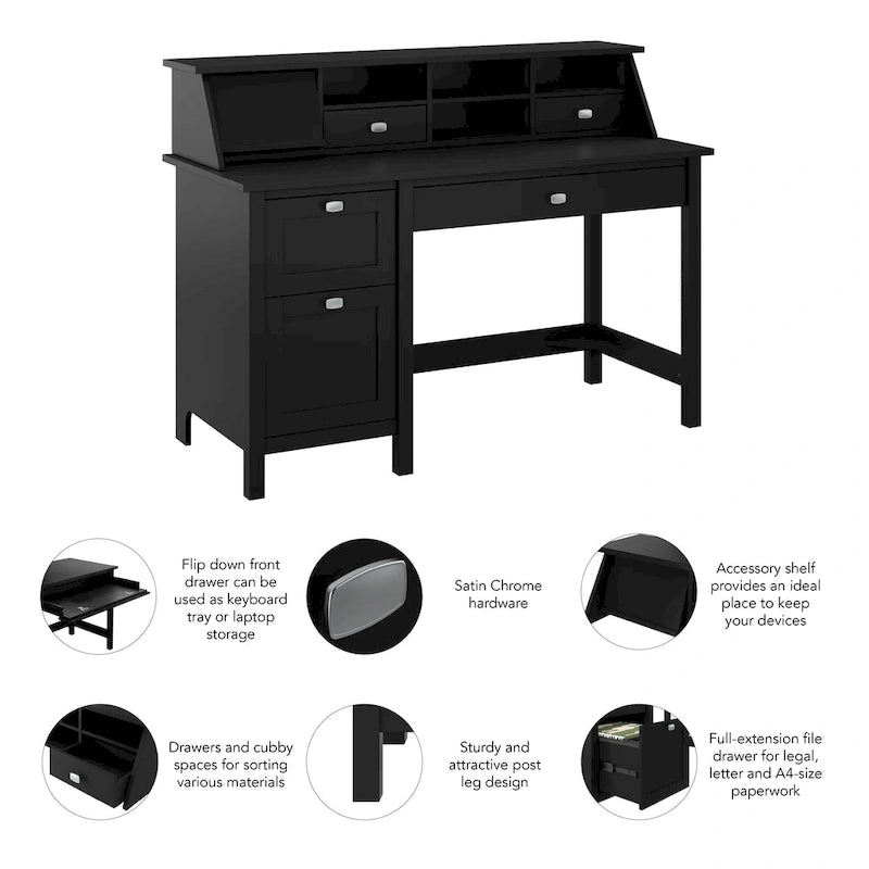 Bureau informatique Broadview 54W avec organisateur de bureau par Bush Furniture