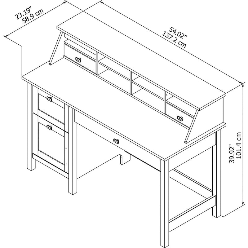 Bureau informatique Broadview 54W avec organisateur de bureau par Bush Furniture