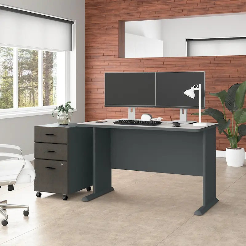 Bureau 48W de la série A avec classeur mobile par Bush Business Furniture