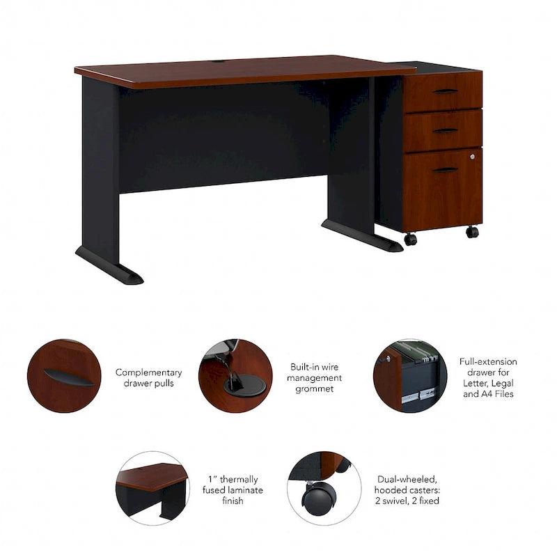Bureau 48W de la série A avec classeur mobile par Bush Business Furniture