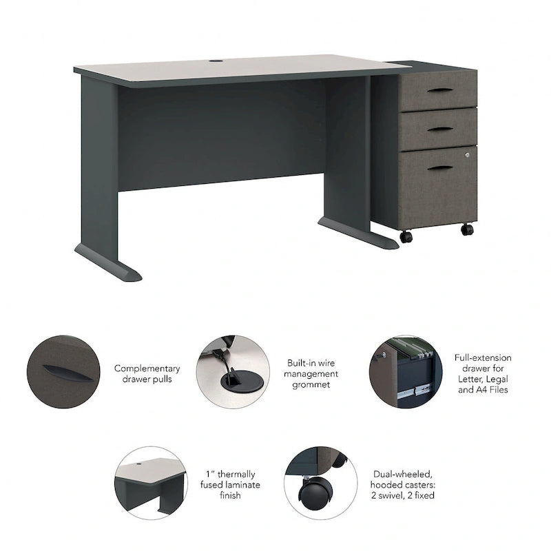 Bureau 48W de la série A avec classeur mobile par Bush Business Furniture