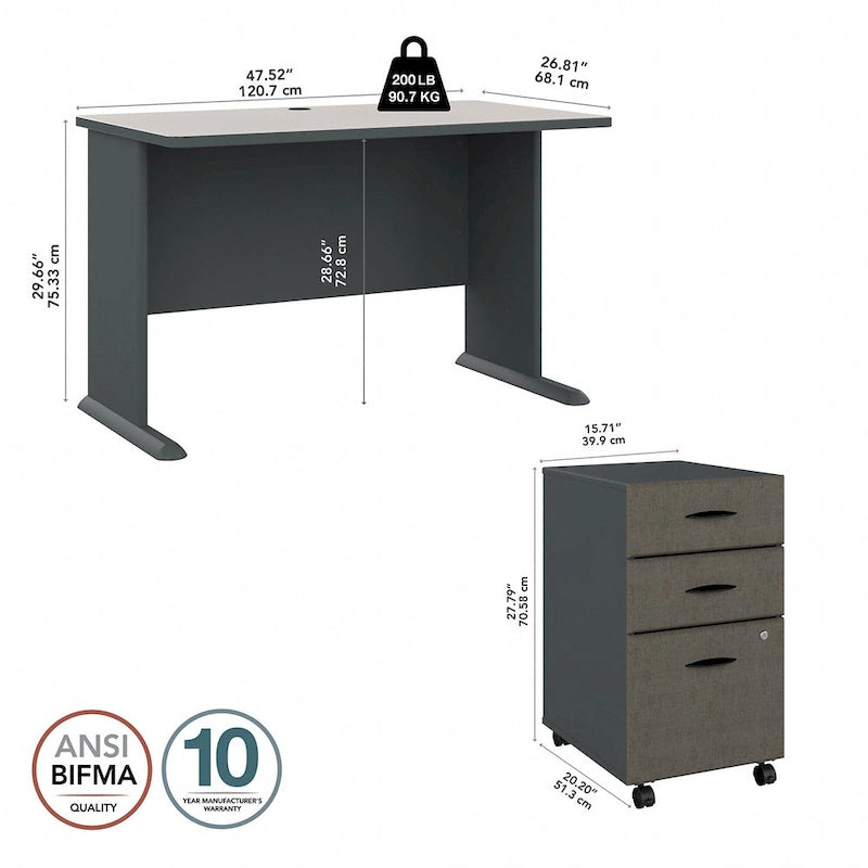 Bureau 48W de la série A avec classeur mobile par Bush Business Furniture