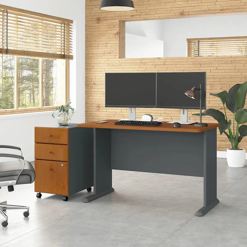Bureau 48W de la série A avec classeur mobile par Bush Business Furniture